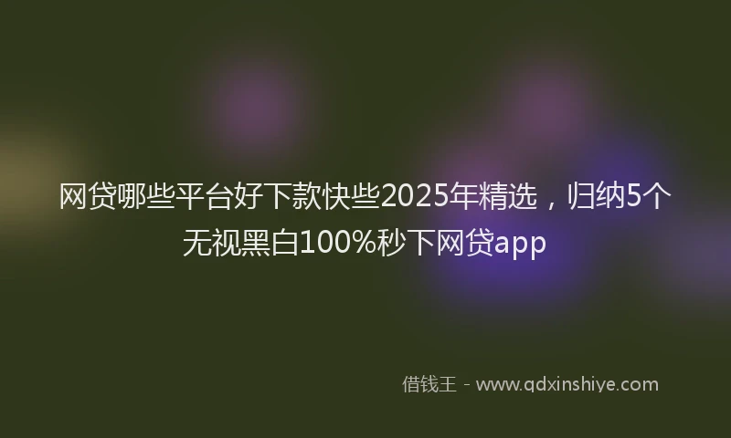 网贷哪些平台好下款快些2025年精选，归纳5个无视黑白100%秒下网贷app