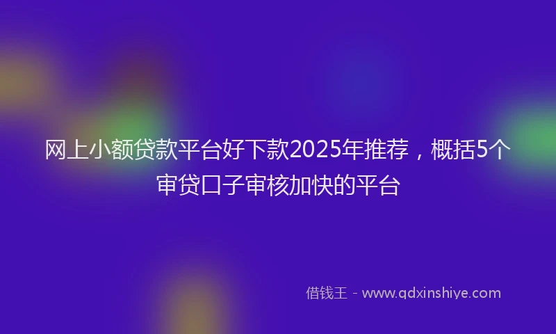 网上小额贷款平台好下款2025年推荐，概括5个审贷口子审核加快的平台