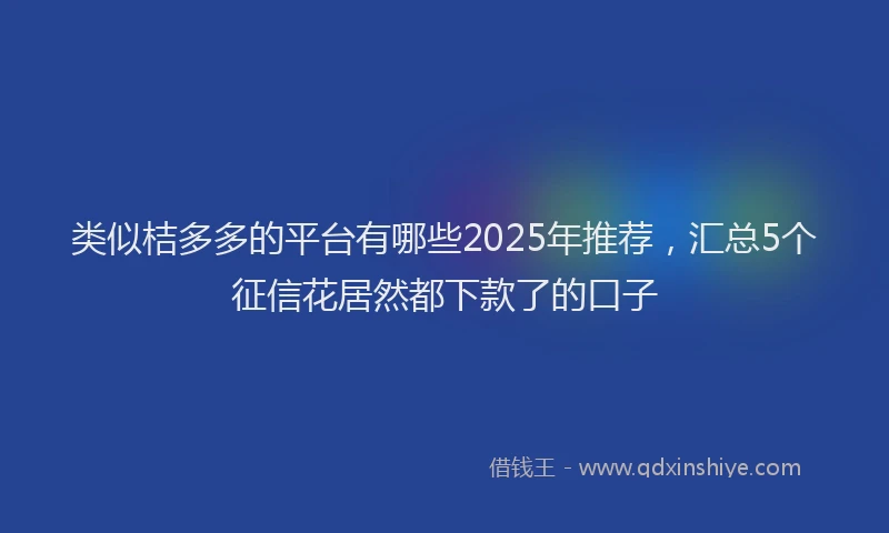 类似桔多多的平台有哪些2025年推荐，汇总5个征信花居然都下款了的口子