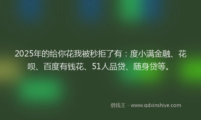 2025年的给你花我被秒拒了有：度小满金融、花呗、百度有钱花、51人品贷、随身贷等。