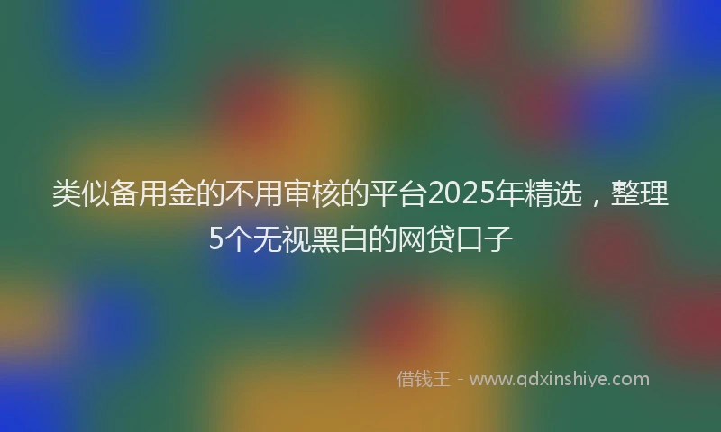 类似备用金的不用审核的平台2025年精选，整理5个无视黑白的网贷口子