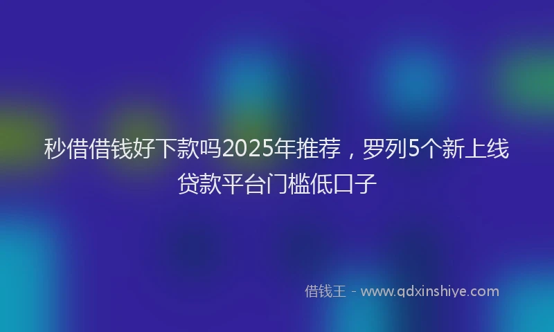 秒借借钱好下款吗2025年推荐，罗列5个新上线贷款平台门槛低口子