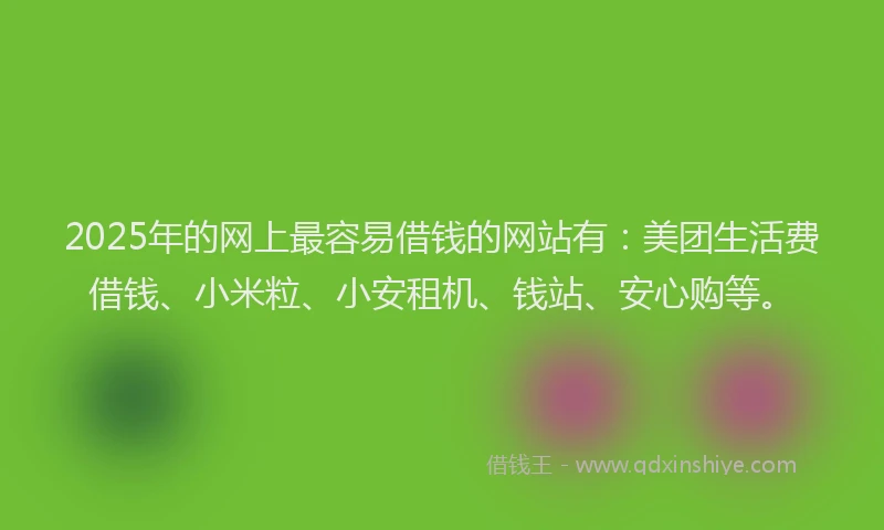 2025年的网上最容易借钱的网站有：美团生活费借钱、小米粒、小安租机、钱站、安心购等。