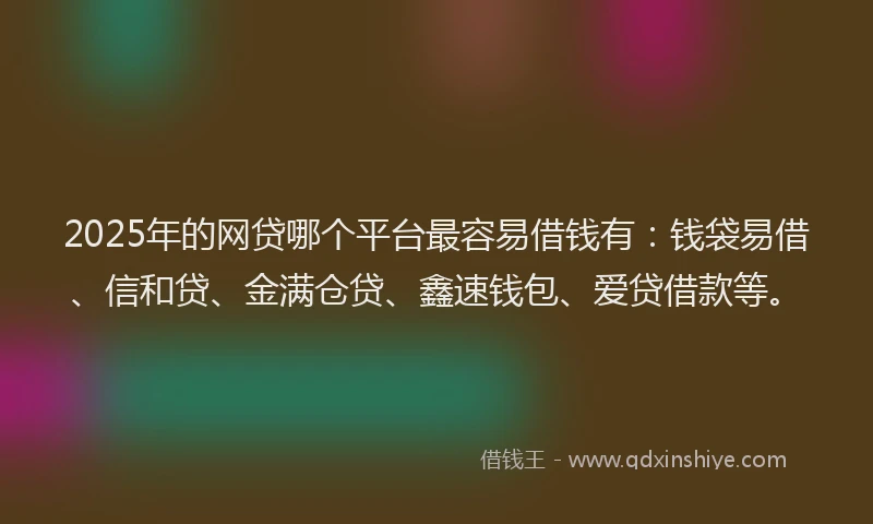 2025年的网贷哪个平台最容易借钱有：钱袋易借、信和贷、金满仓贷、鑫速钱包、爱贷借款等。