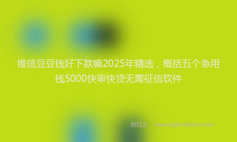 维信豆豆钱好下款嘛2025年精选，概括五个急用钱5000快审快贷无需征信软件