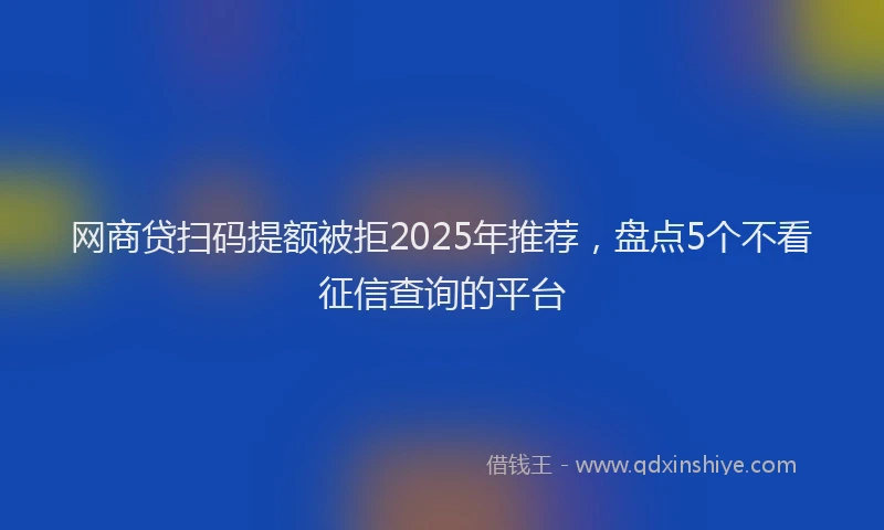网商贷扫码提额被拒2025年推荐，盘点5个不看征信查询的平台