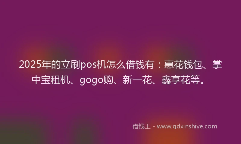 2025年的立刷pos机怎么借钱有：惠花钱包、掌中宝租机、gogo购、新一花、鑫享花等。