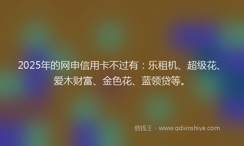 2025年的网申信用卡不过有：乐租机、超级花、爱木财富、金色花、蓝领贷等。