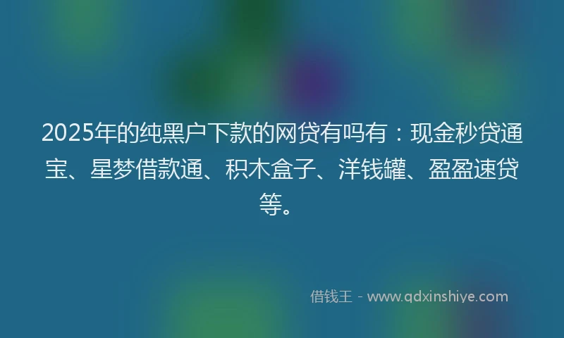 2025年的纯黑户下款的网贷有吗有：现金秒贷通宝、星梦借款通、积木盒子、洋钱罐、盈盈速贷等。