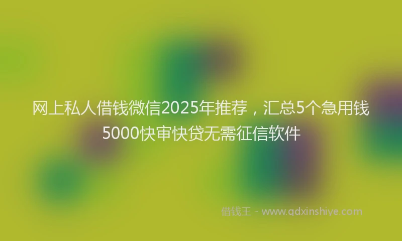 网上私人借钱微信2025年推荐，汇总5个急用钱5000快审快贷无需征信软件