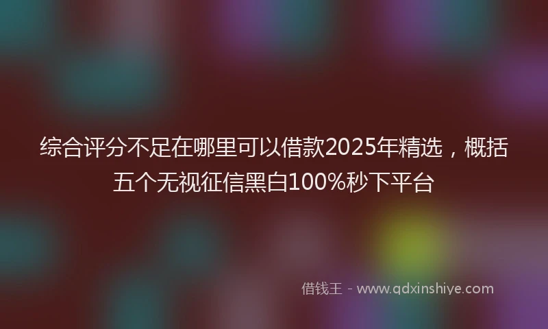 综合评分不足在哪里可以借款2025年精选，概括五个无视征信黑白100%秒下平台