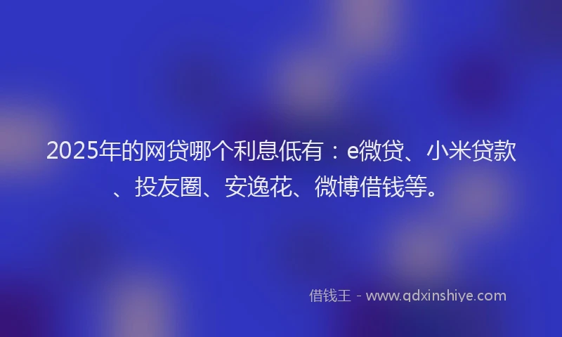 2025年的网贷哪个利息低有：e微贷、小米贷款、投友圈、安逸花、微博借钱等。