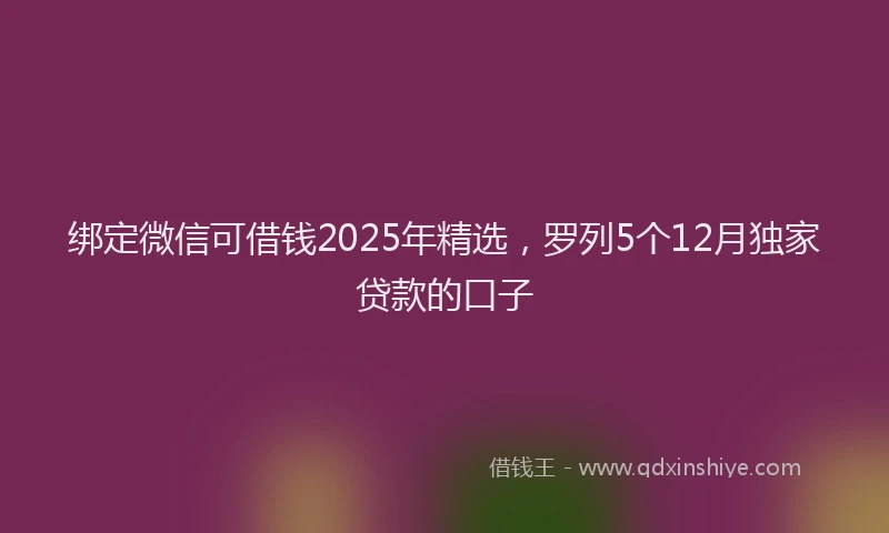 绑定微信可借钱2025年精选，罗列5个12月独家贷款的口子
