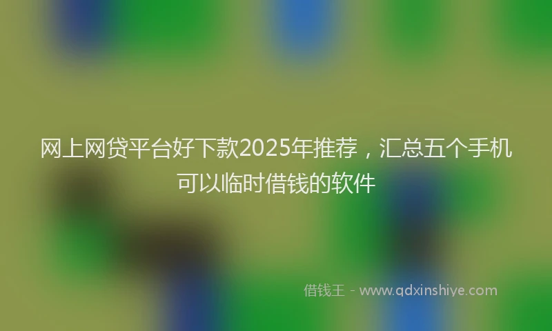 网上网贷平台好下款2025年推荐，汇总五个手机可以临时借钱的软件
