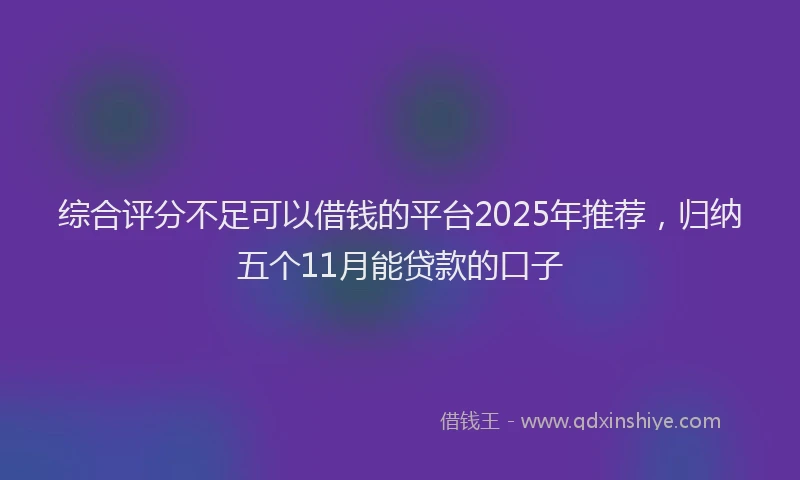 综合评分不足可以借钱的平台2025年推荐，归纳五个11月能贷款的口子
