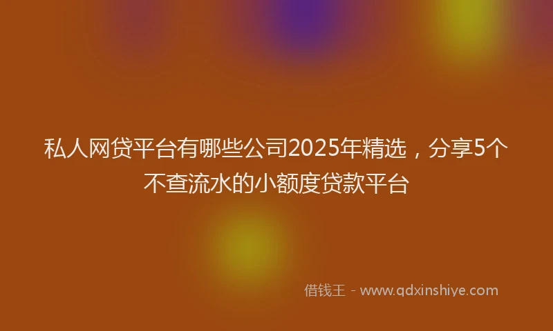 私人网贷平台有哪些公司2025年精选，分享5个不查流水的小额度贷款平台