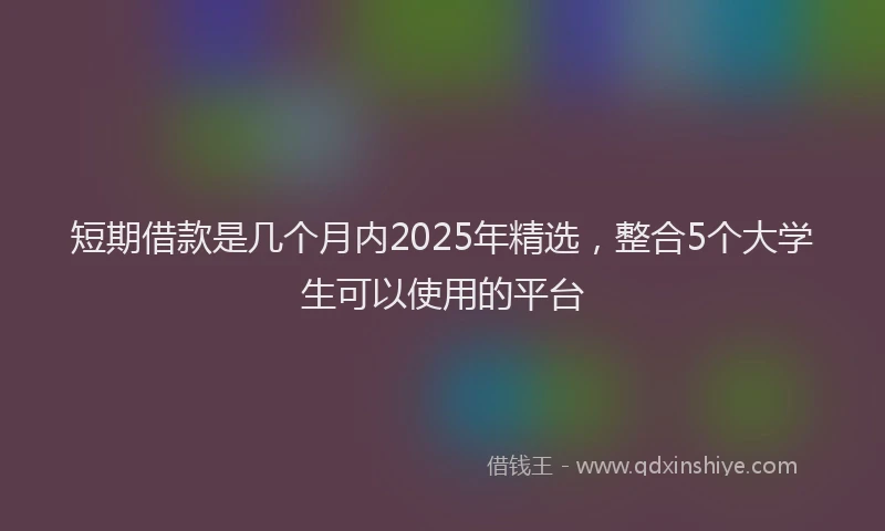短期借款是几个月内2025年精选，整合5个大学生可以使用的平台