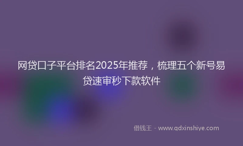 网贷口子平台排名2025年推荐，梳理五个新号易贷速审秒下款软件