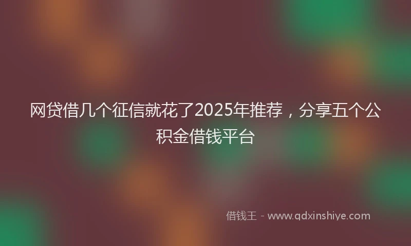 网贷借几个征信就花了2025年推荐，分享五个公积金借钱平台