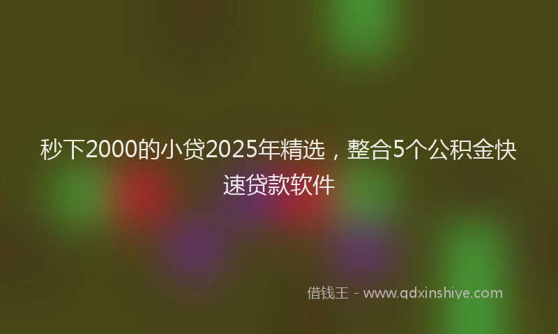 秒下2000的小贷2025年精选，整合5个公积金快速贷款软件