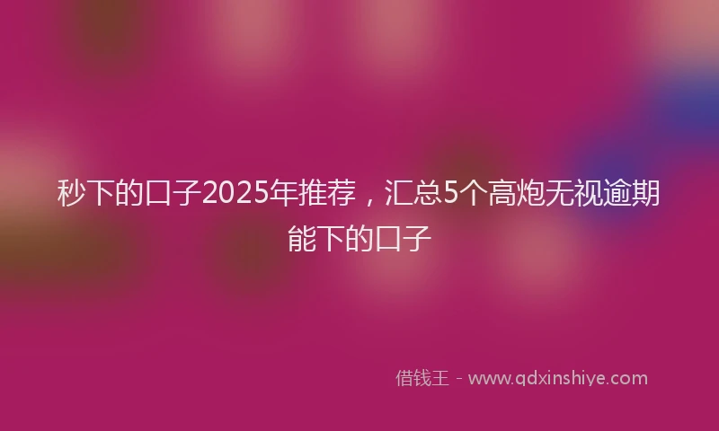 秒下的口子2025年推荐，汇总5个高炮无视逾期能下的口子