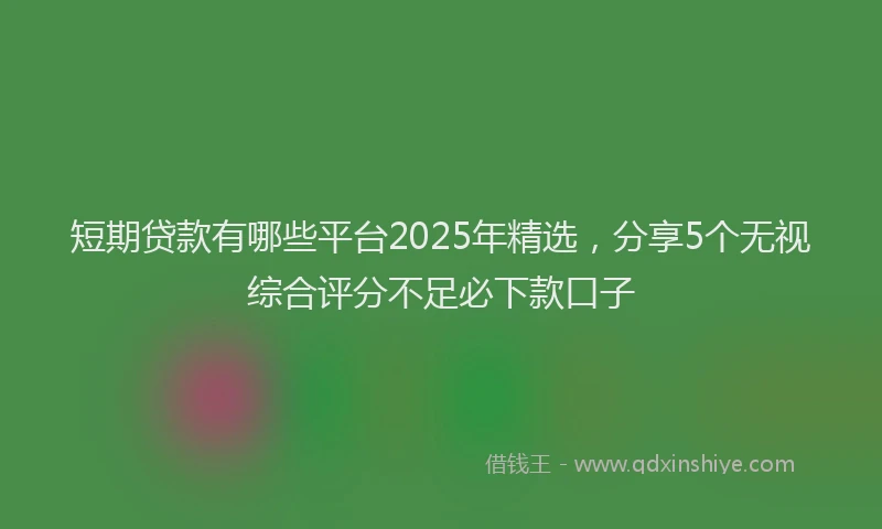 短期贷款有哪些平台2025年精选，分享5个无视综合评分不足必下款口子
