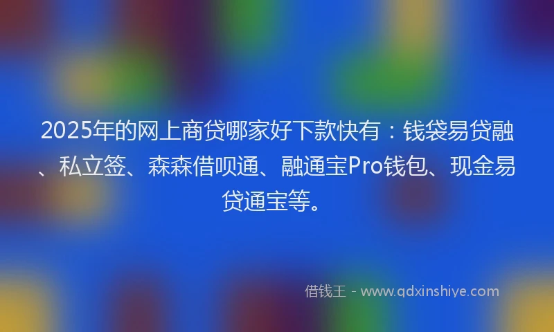 2025年的网上商贷哪家好下款快有：钱袋易贷融、私立签、森森借呗通、融通宝Pro钱包、现金易贷通宝等。