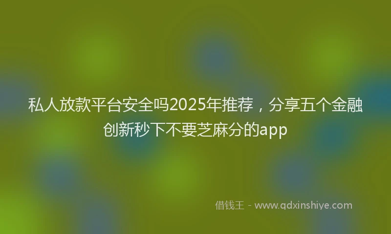私人放款平台安全吗2025年推荐，分享五个金融创新秒下不要芝麻分的app