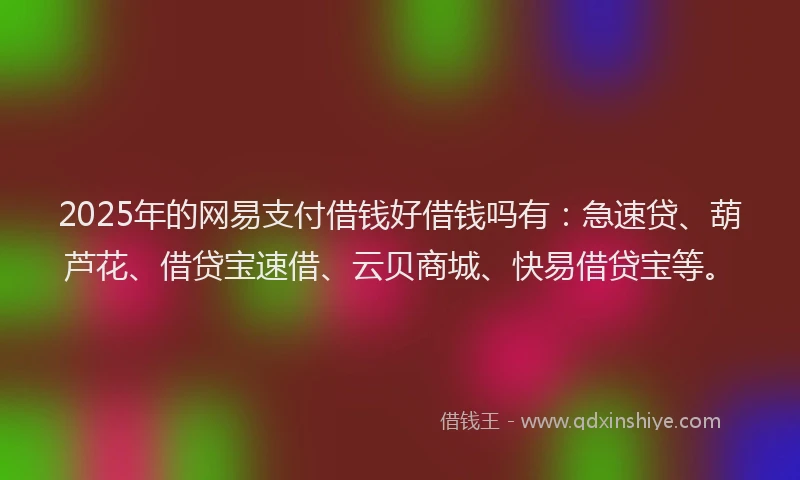 2025年的网易支付借钱好借钱吗有：急速贷、葫芦花、借贷宝速借、云贝商城、快易借贷宝等。