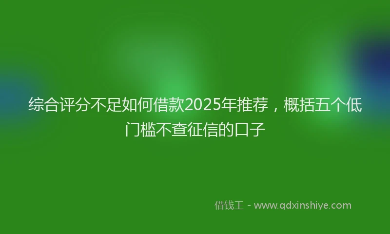 综合评分不足如何借款2025年推荐，概括五个低门槛不查征信的口子