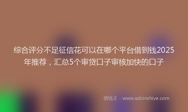 综合评分不足征信花可以在哪个平台借到钱2025年推荐，汇总5个审贷口子审核加快的口子