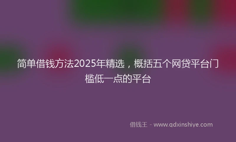 简单借钱方法2025年精选，概括五个网贷平台门槛低一点的平台