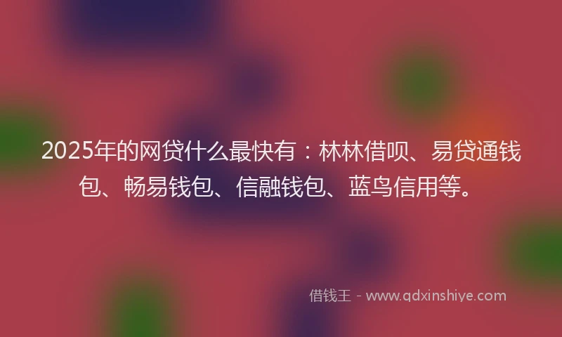 2025年的网贷什么最快有：林林借呗、易贷通钱包、畅易钱包、信融钱包、蓝鸟信用等。