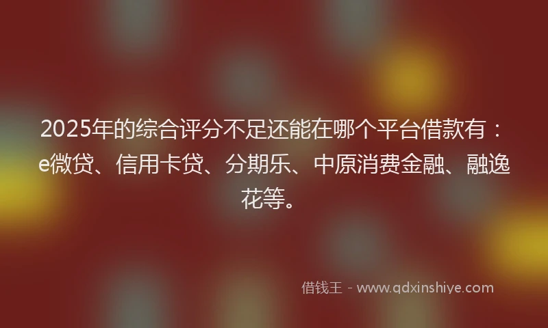 2025年的综合评分不足还能在哪个平台借款有：e微贷、信用卡贷、分期乐、中原消费金融、融逸花等。