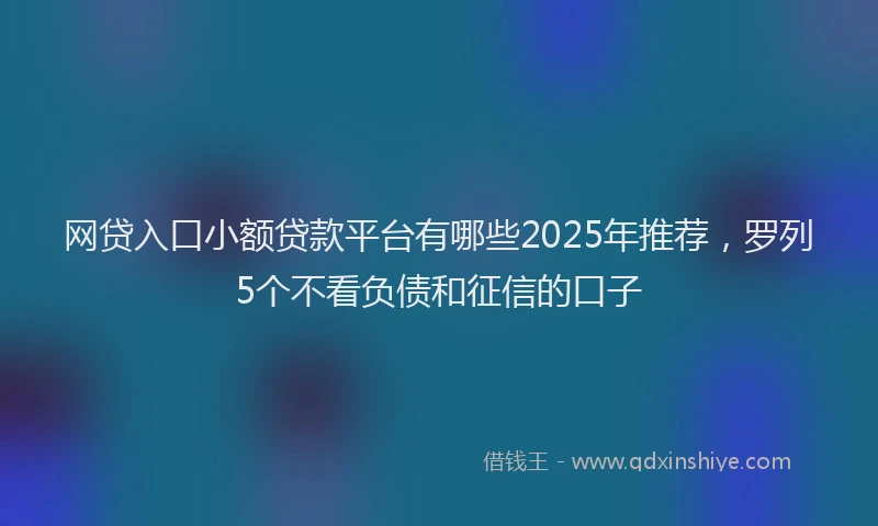 网贷入口小额贷款平台有哪些2025年推荐，罗列5个不看负债和征信的口子