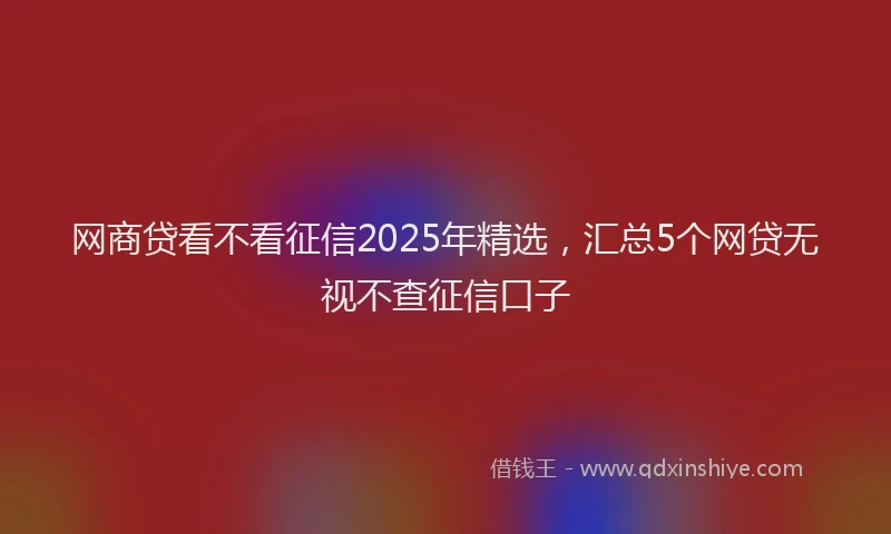 网商贷看不看征信2025年精选，汇总5个网贷无视不查征信口子