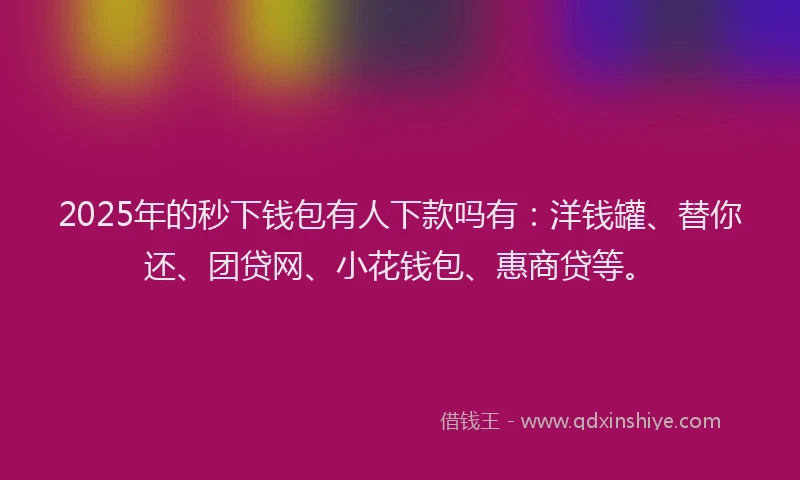 2025年的秒下钱包有人下款吗有：洋钱罐、替你还、团贷网、小花钱包、惠商贷等。