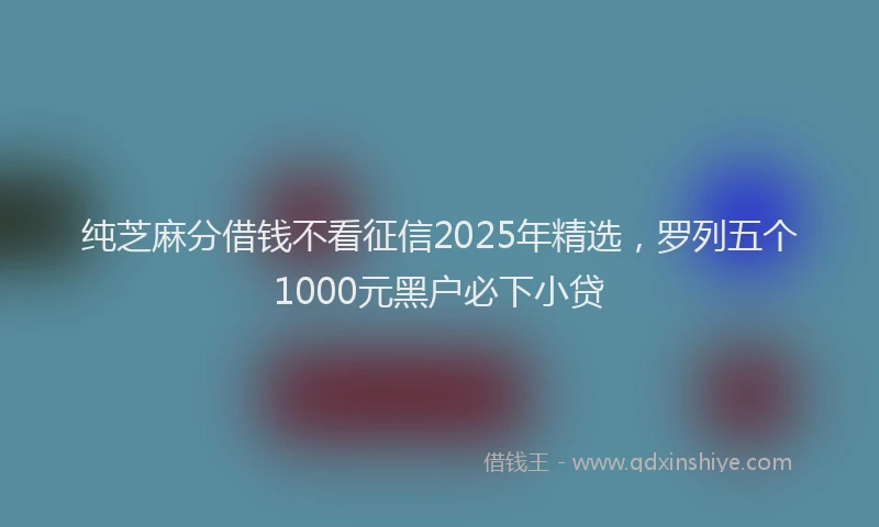 纯芝麻分借钱不看征信2025年精选，罗列五个1000元黑户必下小贷