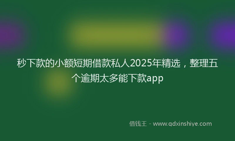 秒下款的小额短期借款私人2025年精选，整理五个逾期太多能下款app