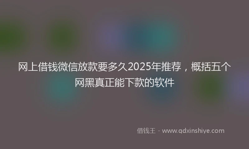 网上借钱微信放款要多久2025年推荐，概括五个网黑真正能下款的软件