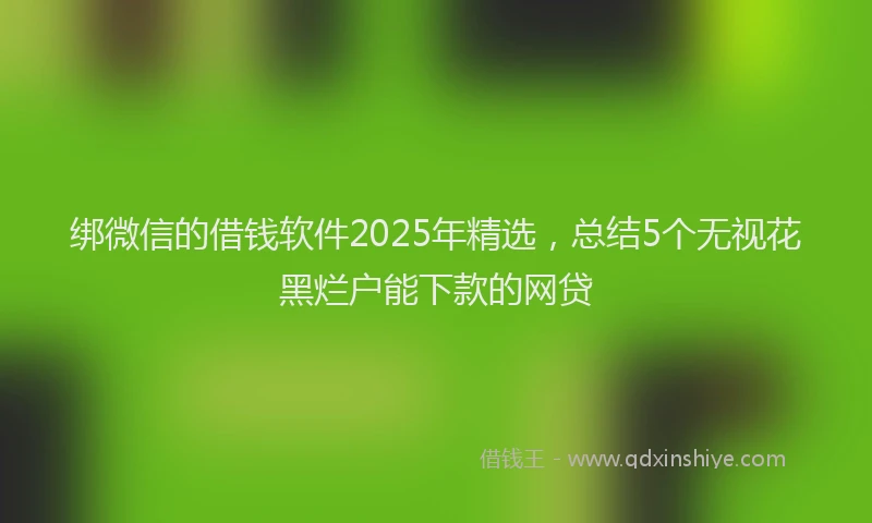 绑微信的借钱软件2025年精选，总结5个无视花黑烂户能下款的网贷
