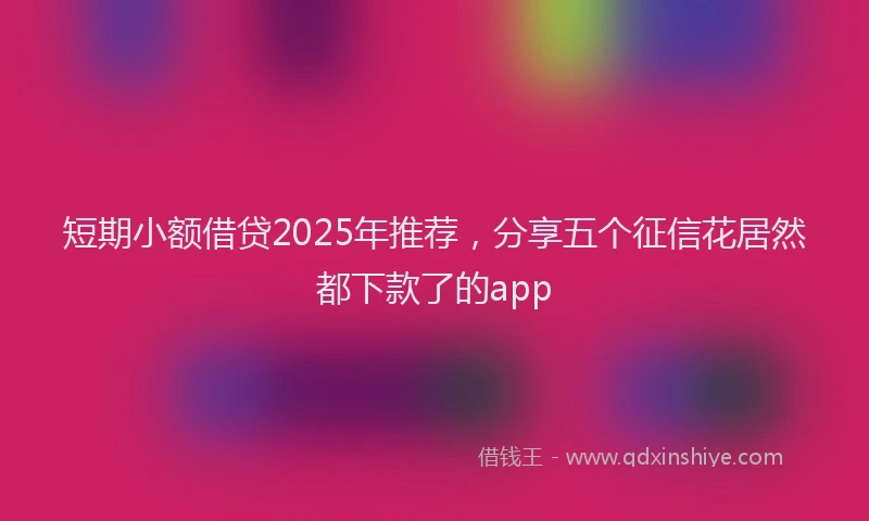 短期小额借贷2025年推荐，分享五个征信花居然都下款了的app