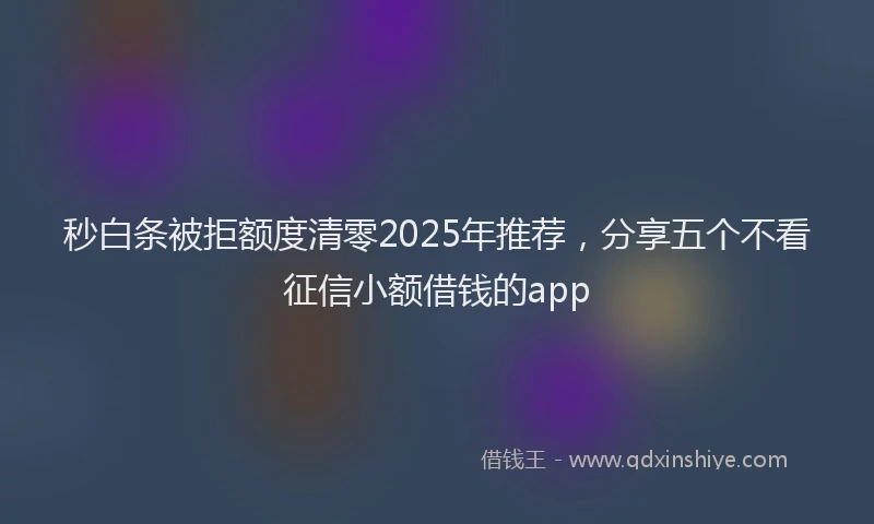 秒白条被拒额度清零2025年推荐，分享五个不看征信小额借钱的app