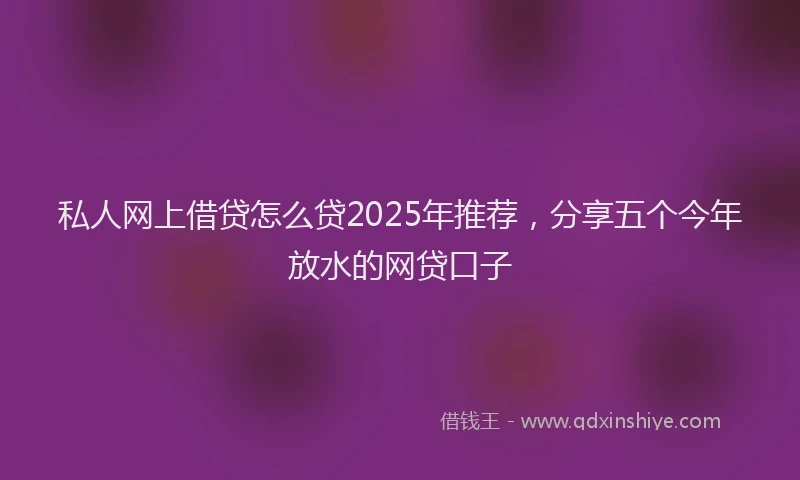 私人网上借贷怎么贷2025年推荐，分享五个今年放水的网贷口子