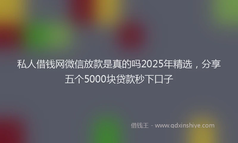 私人借钱网微信放款是真的吗2025年精选，分享五个5000块贷款秒下口子