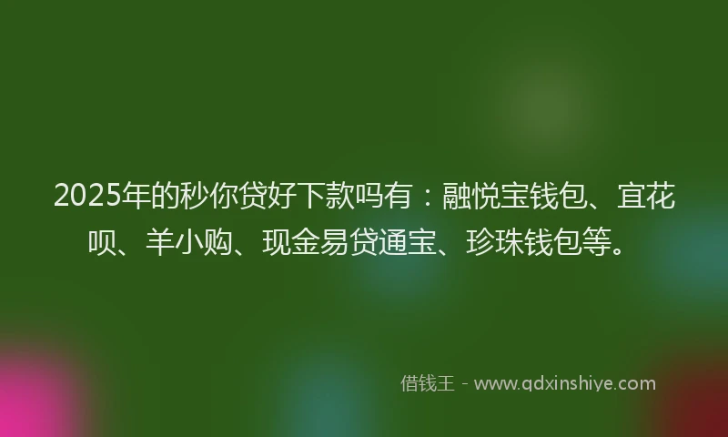 2025年的秒你贷好下款吗有：融悦宝钱包、宜花呗、羊小购、现金易贷通宝、珍珠钱包等。