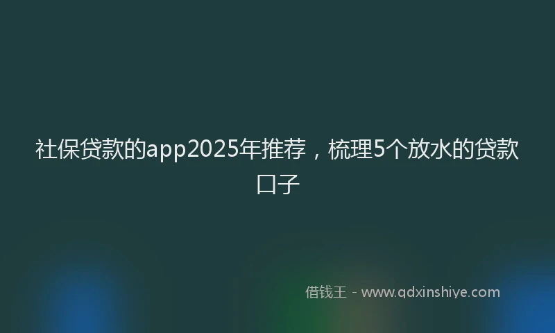 社保贷款的app2025年推荐，梳理5个放水的贷款口子