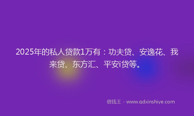 2025年的私人贷款1万有：功夫贷、安逸花、我来贷、东方汇、平安i贷等。