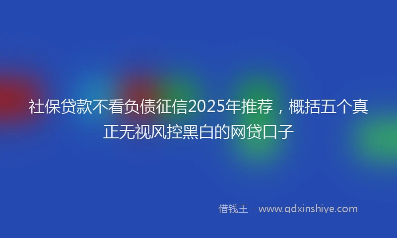 社保贷款不看负债征信2025年推荐，概括五个真正无视风控黑白的网贷口子