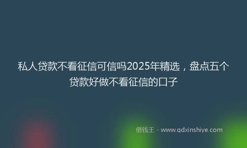 私人贷款不看征信可信吗2025年精选，盘点五个贷款好做不看征信的口子